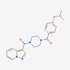 molecular formula C22H24N4O3 B2525884 (4-(4-Isopropoxybenzoyl)piperazin-1-yl)(pyrazolo[1,5-a]pyridin-3-yl)methanone CAS No. 1396864-66-6