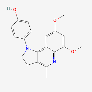 molecular formula C20H20N2O3 B2525902 4-(6,8-dimethoxy-4-methyl-2,3-dihydro-1H-pyrrolo[3,2-c]quinolin-1-yl)benzenol CAS No. 860789-35-1