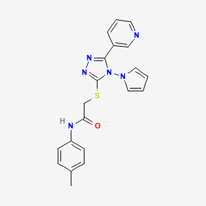 molecular formula C20H18N6OS B2525904 N-(4-甲基苯基)-2-{[5-(吡啶-3-基)-4-(1H-吡咯-1-基)-4H-1,2,4-三唑-3-基]硫代}乙酰胺 CAS No. 886932-63-4