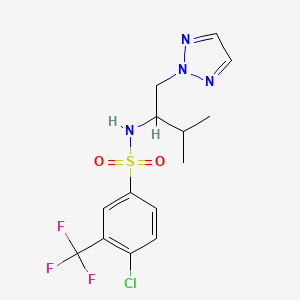molecular formula C14H16ClF3N4O2S B2525935 4-氯-N-(3-甲基-1-(2H-1,2,3-三唑-2-基)丁-2-基)-3-(三氟甲基)苯磺酰胺 CAS No. 2034267-75-7