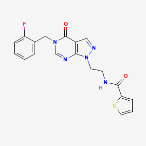 molecular formula C19H16FN5O2S B2525937 N-(2-(5-(2-氟苄基)-4-氧代-4,5-二氢-1H-吡唑并[3,4-d]嘧啶-1-基)乙基)噻吩-2-甲酰胺 CAS No. 922083-15-6