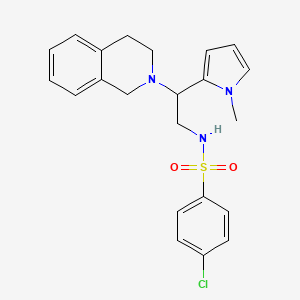 molecular formula C22H24ClN3O2S B2525946 4-chloro-N-(2-(3,4-dihydroisoquinolin-2(1H)-yl)-2-(1-methyl-1H-pyrrol-2-yl)ethyl)benzenesulfonamide CAS No. 1049469-32-0