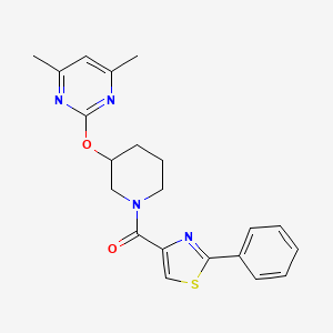 molecular formula C21H22N4O2S B2525951 (3-((4,6-Dimethylpyrimidin-2-yl)oxy)piperidin-1-yl)(2-phenylthiazol-4-yl)methanone CAS No. 2097893-45-1