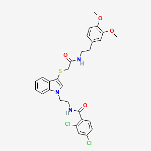molecular formula C29H29Cl2N3O4S B2525952 2,4-二氯-N-[2-[3-[2-[2-(3,4-二甲氧基苯基)乙氨基]-2-氧代乙基]硫代吲哚-1-基]乙基]苯甲酰胺 CAS No. 532975-56-7