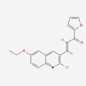 molecular formula C18H14ClNO3 B2525953 (E)-3-(2-chloro-6-ethoxyquinolin-3-yl)-1-(furan-2-yl)prop-2-en-1-one CAS No. 1164496-79-0