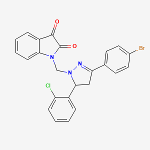 B2525960 1-((3-(4-bromophenyl)-5-(2-chlorophenyl)-4,5-dihydro-1H-pyrazol-1-yl)methyl)indoline-2,3-dione CAS No. 361479-10-9