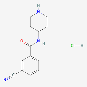 molecular formula C13H16ClN3O B2525964 盐酸 3-氰基-N-哌啶-4-基-苯甲酰胺 CAS No. 1286275-58-8