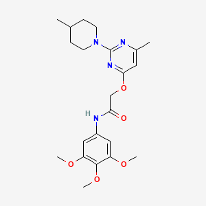molecular formula C22H30N4O5 B2525970 2-{[6-methyl-2-(4-methylpiperidin-1-yl)pyrimidin-4-yl]oxy}-N-(3,4,5-trimethoxyphenyl)acetamide CAS No. 1031962-14-7