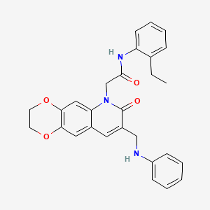 molecular formula C28H27N3O4 B2525977 2-[8-(anilinomethyl)-7-oxo-2,3-dihydro[1,4]dioxino[2,3-g]quinolin-6(7H)-yl]-N-(2-ethylphenyl)acetamide CAS No. 932308-60-6