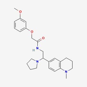 molecular formula C25H33N3O3 B2525985 2-(3-甲氧基苯氧基)-N-(2-(1-甲基-1,2,3,4-四氢喹啉-6-基)-2-(吡咯烷-1-基)乙基)乙酰胺 CAS No. 922034-06-8