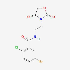 molecular formula C12H10BrClN2O4 B2526004 5-溴-2-氯-N-(2-(2,4-二氧代恶唑烷-3-基)乙基)苯甲酰胺 CAS No. 2034314-13-9