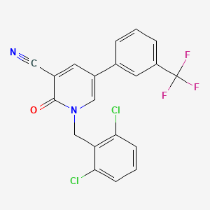 molecular formula C20H11Cl2F3N2O B2526006 1-[(2,6-Dichlorophenyl)methyl]-2-oxo-5-[3-(trifluoromethyl)phenyl]pyridine-3-carbonitrile CAS No. 338964-40-2