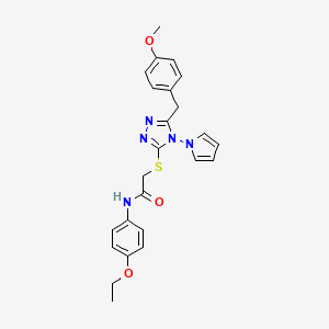 molecular formula C24H25N5O3S B2526025 N-(4-ethoxyphenyl)-2-((5-(4-methoxybenzyl)-4-(1H-pyrrol-1-yl)-4H-1,2,4-triazol-3-yl)thio)acetamide CAS No. 896306-25-5