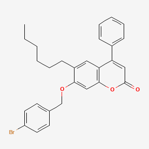 molecular formula C28H27BrO3 B2526033 7-((4-ブロモベンジル)オキシ)-6-ヘキシル-4-フェニル-2H-クロメン-2-オン CAS No. 391890-60-1