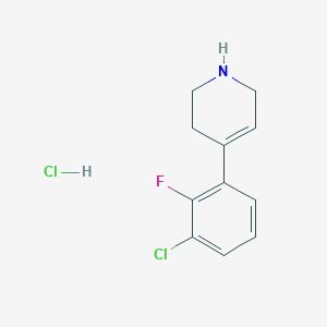 molecular formula C11H12Cl2FN B2526036 4-(3-氯-2-氟苯基)-1,2,3,6-四氢吡啶；盐酸盐 CAS No. 2305251-79-8