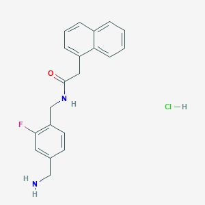 molecular formula C20H20ClFN2O B2526046 N-[[4-(氨基甲基)-2-氟苯基]甲基]-2-萘-1-基乙酰胺；盐酸盐 CAS No. 2418723-02-9