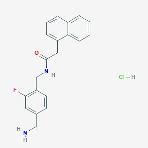 molecular formula C20H20ClFN2O B2526046 N-[[4-(氨基甲基)-2-氟苯基]甲基]-2-萘-1-乙酰胺;盐酸盐 CAS No. 2418723-02-9