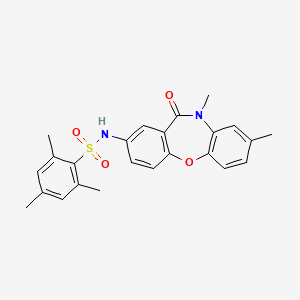 molecular formula C24H24N2O4S B2526058 N-(8,10-二甲基-11-氧代-10,11-二氢二苯并[b,f][1,4]恶氮杂菲-2-基)-2,4,6-三甲基苯磺酰胺 CAS No. 921898-95-5