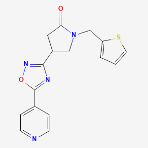molecular formula C16H14N4O2S B2526063 4-(5-(Pyridin-4-yl)-1,2,4-oxadiazol-3-yl)-1-(thiophen-2-ylmethyl)pyrrolidin-2-one CAS No. 1171776-72-9