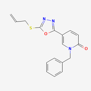 molecular formula C17H15N3O2S B2526066 5-[5-(allylsulfanyl)-1,3,4-oxadiazol-2-yl]-1-benzyl-2(1H)-pyridinone CAS No. 477852-95-2