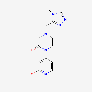 molecular formula C14H18N6O2 B2526068 1-(2-Methoxypyridin-4-yl)-4-[(4-methyl-1,2,4-triazol-3-yl)methyl]piperazin-2-one CAS No. 2380168-52-3