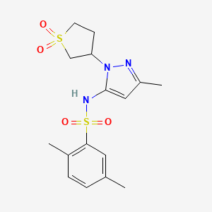 molecular formula C16H21N3O4S2 B2526070 N-(1-(1,1-dioxidotetrahydrothiophen-3-yl)-3-methyl-1H-pyrazol-5-yl)-2,5-dimethylbenzenesulfonamide CAS No. 1172274-91-7