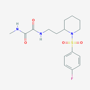 molecular formula C16H22FN3O4S B2526072 N1-(2-(1-((4-氟苯基)磺酰基)哌啶-2-基)乙基)-N2-甲基草酰胺 CAS No. 898415-27-5
