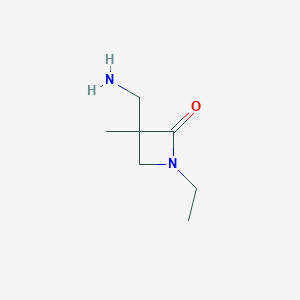 molecular formula C7H14N2O B2526074 3-(氨甲基)-1-乙基-3-甲基氮杂环丁烷-2-酮 CAS No. 2229402-27-9