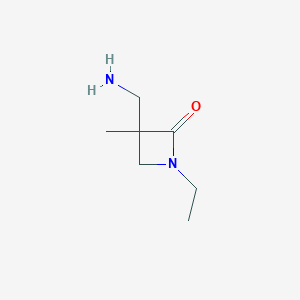 molecular formula C7H14N2O B2526074 3-(アミノメチル)-1-エチル-3-メチルアゼチジン-2-オン CAS No. 2229402-27-9