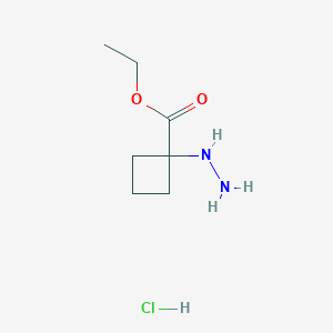 molecular formula C7H15ClN2O2 B2526076 Ethyl 1-hydrazinylcyclobutane-1-carboxylate;hydrochloride CAS No. 2551119-41-4