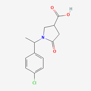 molecular formula C13H14ClNO3 B2526097 1-(1-(4-Chlorophenyl)ethyl)-5-oxopyrrolidine-3-carboxylic acid CAS No. 1267356-32-0
