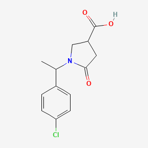 molecular formula C13H14ClNO3 B2526097 Acide 1-(1-(4-chlorophényl)éthyl)-5-oxopyrrolidine-3-carboxylique CAS No. 1267356-32-0