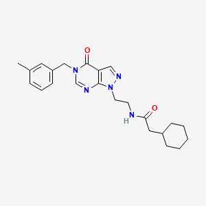 molecular formula C23H29N5O2 B2526098 2-环己基-N-(2-(5-(3-甲基苄基)-4-氧代-4,5-二氢-1H-吡唑并[3,4-d]嘧啶-1-基)乙基)乙酰胺 CAS No. 922118-00-1