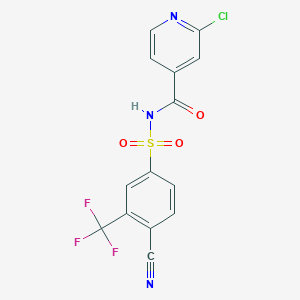 molecular formula C14H7ClF3N3O3S B2526100 2-chloro-N-[4-cyano-3-(trifluoromethyl)benzenesulfonyl]pyridine-4-carboxamide CAS No. 1427908-04-0