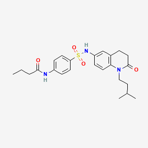 molecular formula C24H31N3O4S B2526113 N-(4-(N-(1-isopentyl-2-oxo-1,2,3,4-tetrahydroquinolin-6-yl)sulfamoyl)phenyl)butyramide CAS No. 941907-01-3