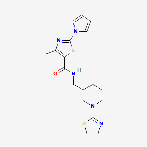 molecular formula C18H21N5OS2 B2526125 4-甲基-2-(1H-吡咯-1-基)-N-((1-(噻唑-2-基)哌啶-3-基)甲基)噻唑-5-甲酰胺 CAS No. 1795418-64-2