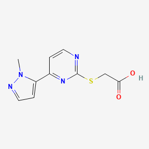 molecular formula C10H10N4O2S B2526127 2-((4-(1-Methyl-1H-pyrazol-5-yl)pyrimidin-2-yl)thio)essigsäure CAS No. 1006320-18-8