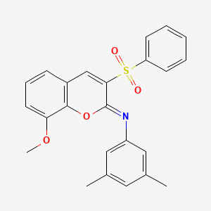 molecular formula C24H21NO4S B2526131 3-(benzenesulfonyl)-N-(3,5-dimethylphenyl)-8-methoxychromen-2-imine CAS No. 1322235-10-8