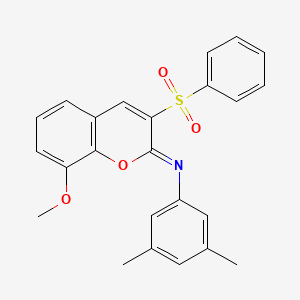 molecular formula C24H21NO4S B2526131 (2Z)-3-(bencenosulfonil)-N-(3,5-dimetilfenil)-8-metoxi-2H-croman-2-imina CAS No. 1322235-10-8