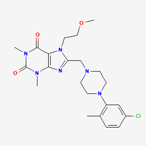 molecular formula C22H29ClN6O3 B2526133 8-[[4-(5-Chloro-2-methylphenyl)piperazin-1-yl]methyl]-7-(2-methoxyethyl)-1,3-dimethylpurine-2,6-dione CAS No. 893946-03-7