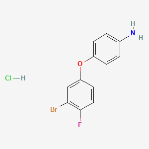 molecular formula C12H10BrClFNO B2526155 4-(3-溴-4-氟苯氧基)苯胺盐酸盐 CAS No. 1955556-74-7