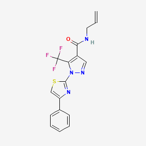 molecular formula C17H13F3N4OS B2526164 N-allyl-1-(4-phenyl-1,3-thiazol-2-yl)-5-(trifluoromethyl)-1H-pyrazole-4-carboxamide CAS No. 321998-59-8