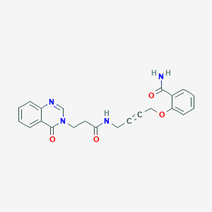 molecular formula C22H20N4O4 B2526188 2-((4-(3-(4-oxoquinazolin-3(4H)-yl)propanamido)but-2-yn-1-yl)oxy)benzamide CAS No. 1448064-60-5