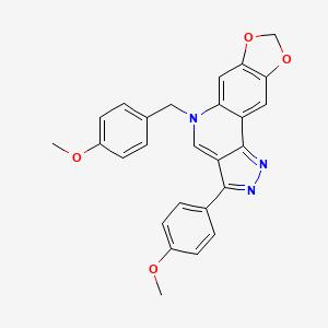 molecular formula C26H21N3O4 B2526200 5-(4-methoxybenzyl)-3-(4-methoxyphenyl)-5H-[1,3]dioxolo[4,5-g]pyrazolo[4,3-c]quinoline CAS No. 866342-65-6