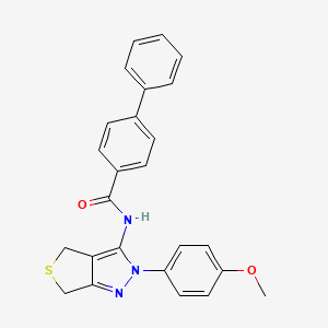 molecular formula C25H21N3O2S B2526203 N-[2-(4-methoxyphenyl)-4,6-dihydrothieno[3,4-c]pyrazol-3-yl]-4-phenylbenzamide CAS No. 392254-41-0