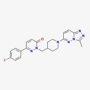 molecular formula C22H22FN7O B2526205 6-(4-Fluorophenyl)-2-[[1-(3-methyl-[1,2,4]triazolo[4,3-b]pyridazin-6-yl)piperidin-4-yl]methyl]pyridazin-3-one CAS No. 2380184-42-7