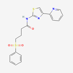 molecular formula C18H17N3O3S2 B2526210 4-(phenylsulfonyl)-N-(4-(pyridin-2-yl)thiazol-2-yl)butanamide CAS No. 923087-26-7