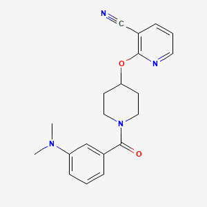 molecular formula C20H22N4O2 B2526221 2-((1-(3-(Dimethylamino)benzoyl)piperidin-4-yl)oxy)nicotinonitrile CAS No. 1797186-26-5