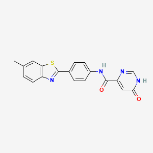 molecular formula C19H14N4O2S B2526226 6-hydroxy-N-(4-(6-methylbenzo[d]thiazol-2-yl)phenyl)pyrimidine-4-carboxamide CAS No. 2034577-85-8