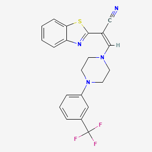 molecular formula C21H17F3N4S B2526232 (2Z)-2-(1,3-benzothiazol-2-yl)-3-{4-[3-(trifluoromethyl)phenyl]piperazin-1-yl}prop-2-enenitrile CAS No. 883278-96-4
